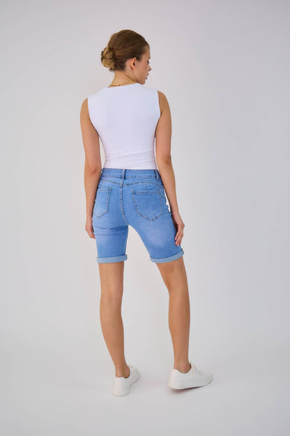 Jeansshorts ”Talya” (Push-up): Ljusblå