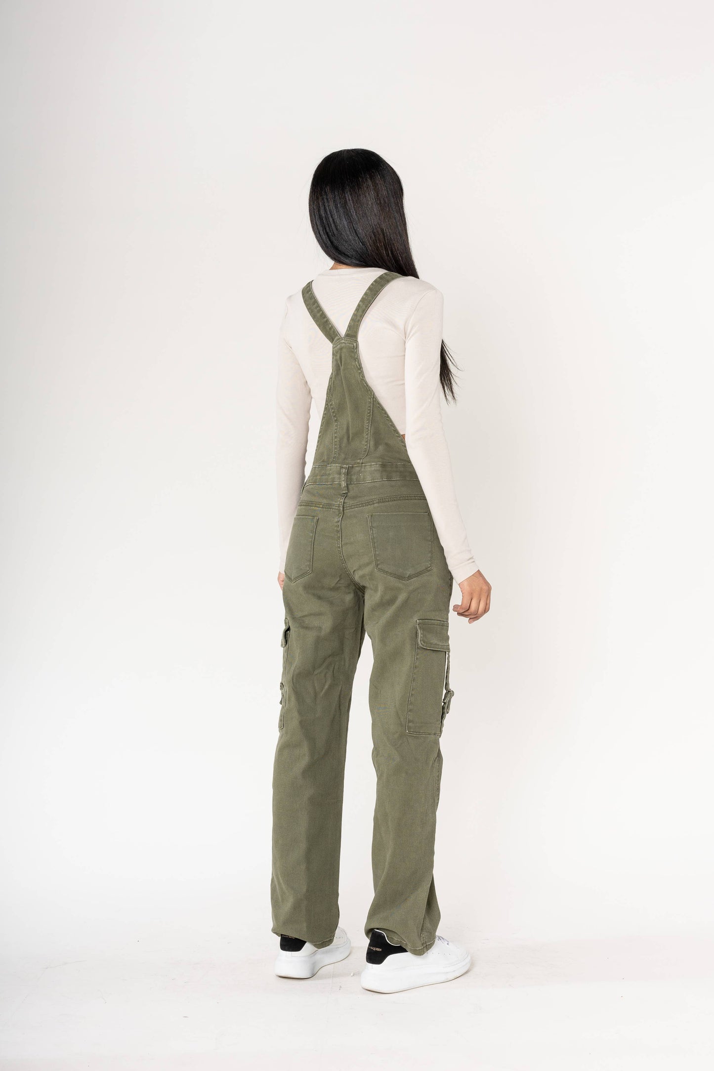 Nina Carter Hängselbyxa Cargo Denim Stretch - Persimmon