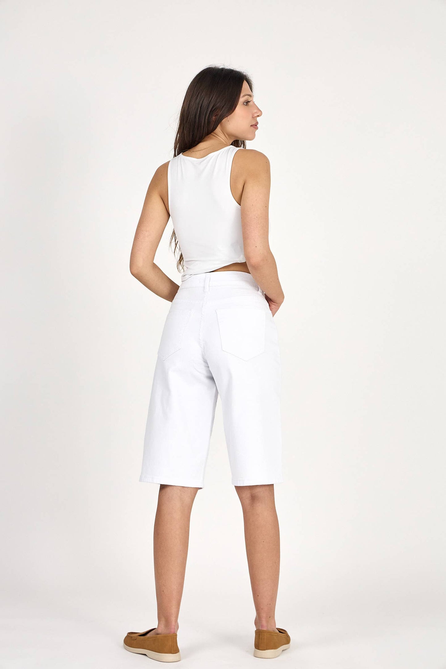 Bermudashorts Baggy "Clara" (Lös passform) : Vit