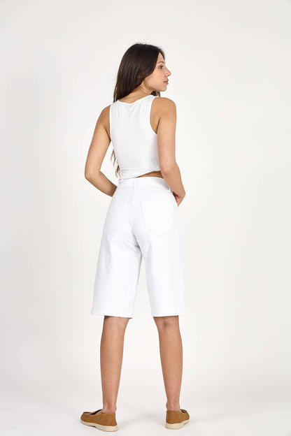 Bermudashorts Baggy "Clara" (Lös passform) : Vit