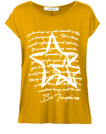 Tryckt T-shirt i gul färg