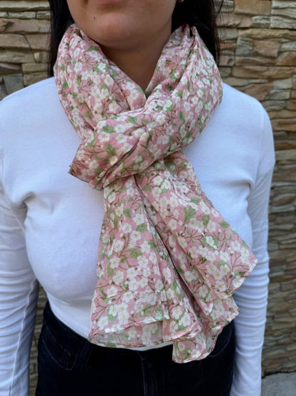 Sjal liberty 100% indisk bomull - Rosa