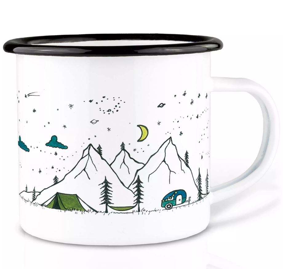 Emaljmugg - Design: LIGARTI - Motiv: Camping Life