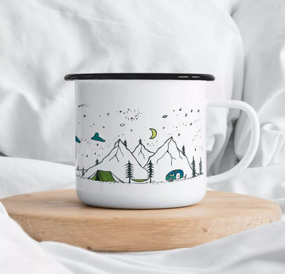 Emaljmugg - Design: LIGARTI - Motiv: Camping Life