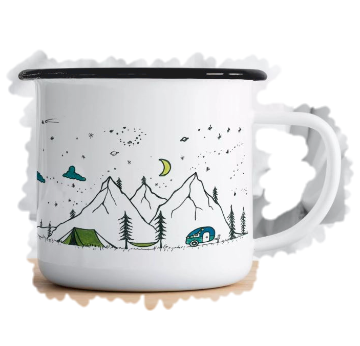 Emaljmugg - Design: LIGARTI - Motiv: Camping Life