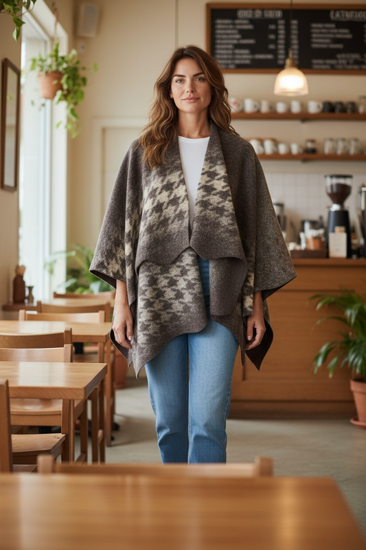 Poncho - 70 % ull - ONE SIZE