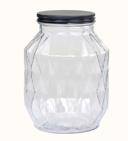 Opbevaringsglas med diamantslibning - H 22 cm