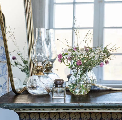 Fotogenlampa Oval Blomma Klar Mässing