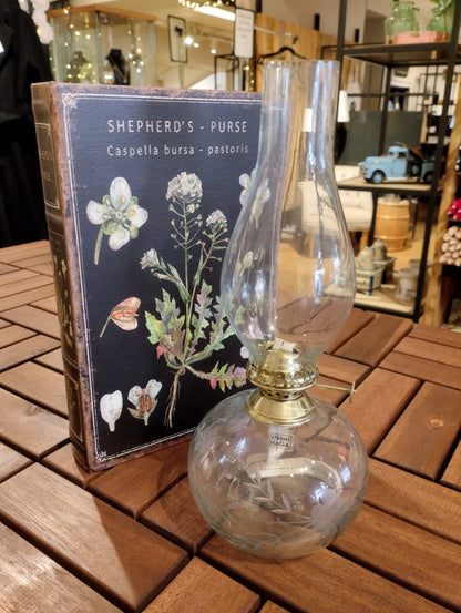 Fotogenlampa Oval Blomma Klar Mässing