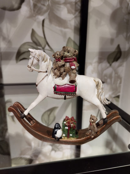 Gyngehest med glimmer - juledekoration