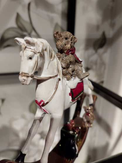 Gyngehest med glimmer - juledekoration