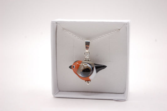 Halsband med Fågel i Glas - Domherre - Marianne Degener