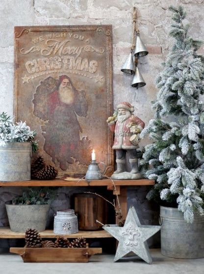 Plåtskylt Vintage Jultomte 100cm