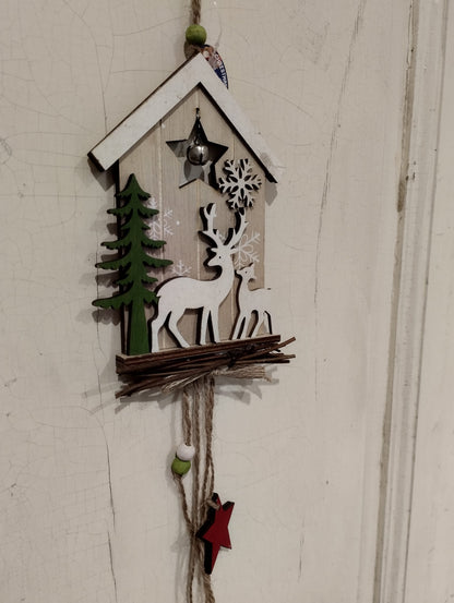 Juldekoration - Trähus - Hängare - Jul