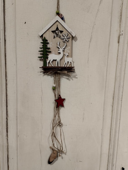 Juldekoration - Trähus - Hängare - Jul