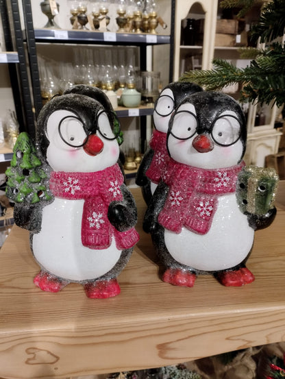 Pingviner med stora glasögon och halsduk - Juldekoration