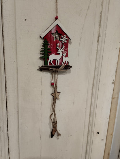 Juldekoration - Trähus - Hängare - Jul