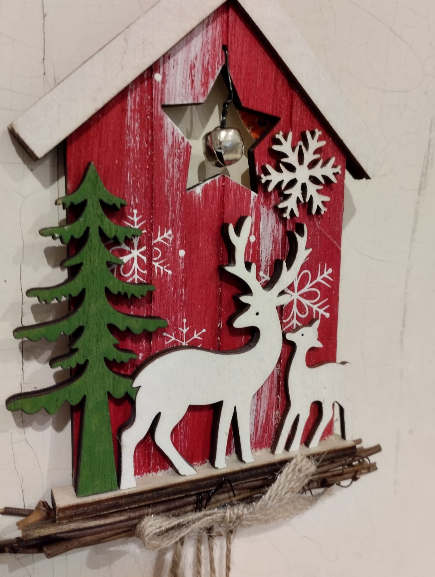 Juldekoration - Trähus - Hängare - Jul