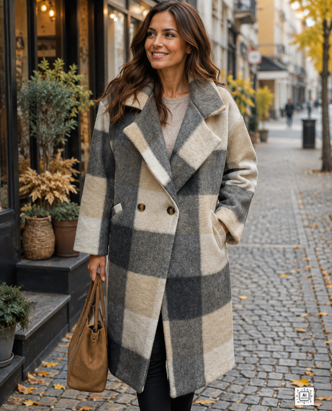 Elegant ullkappa i beige - ONE SIZE