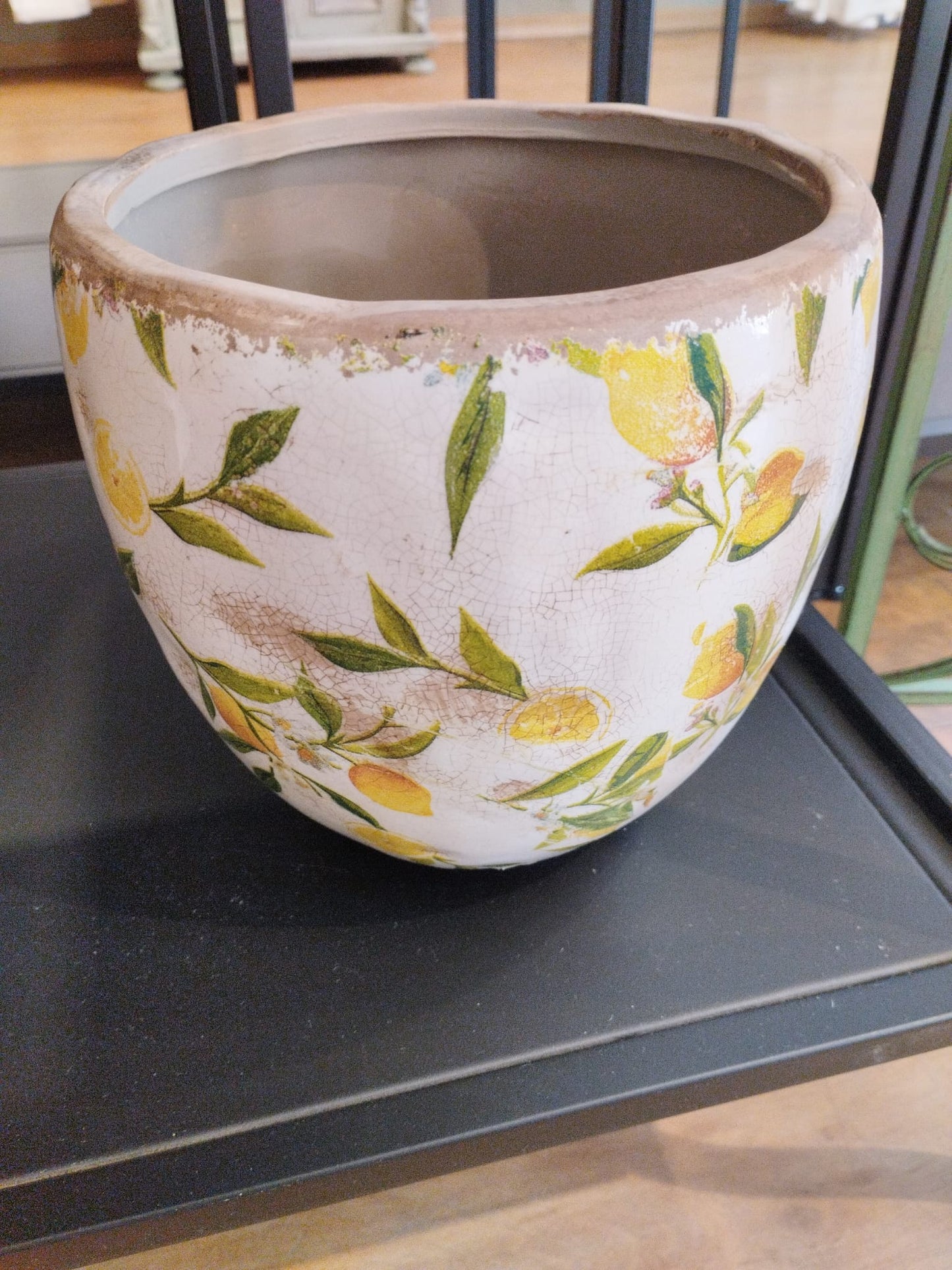 LEMONA Kruka L, Vit/grön/gul