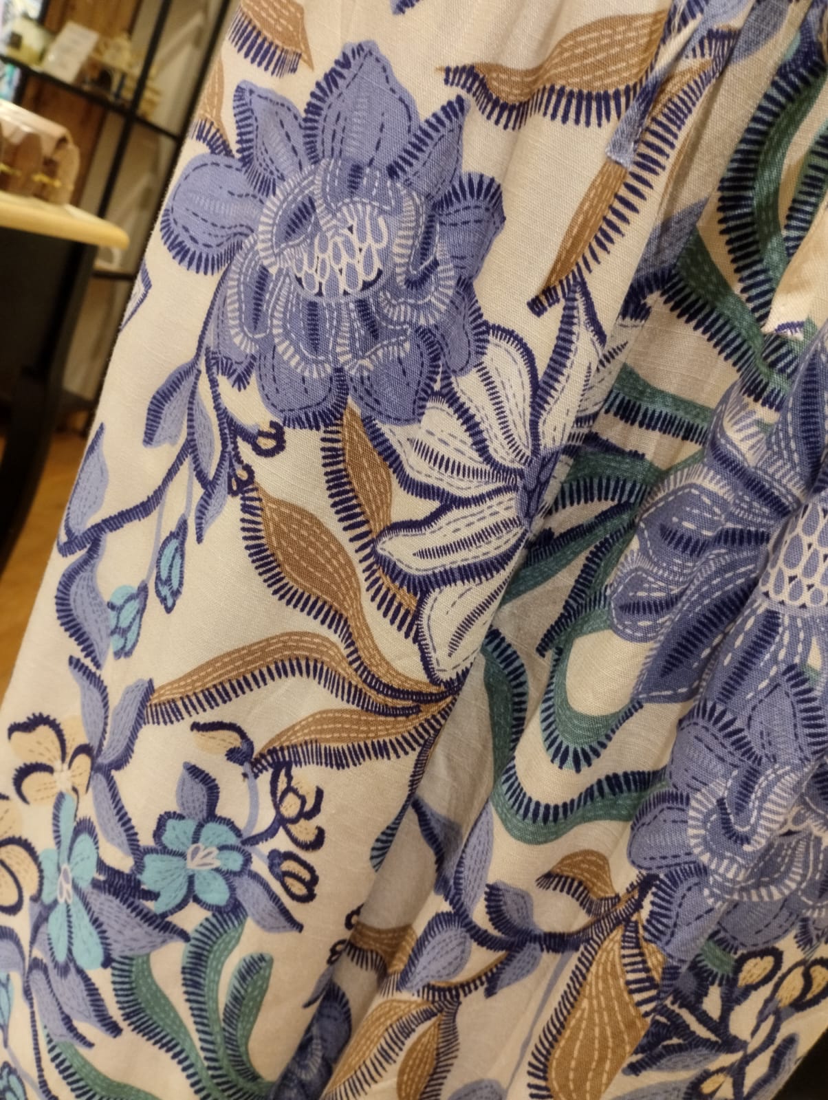 Blå blommiga byxor med fickor - XL/XXL