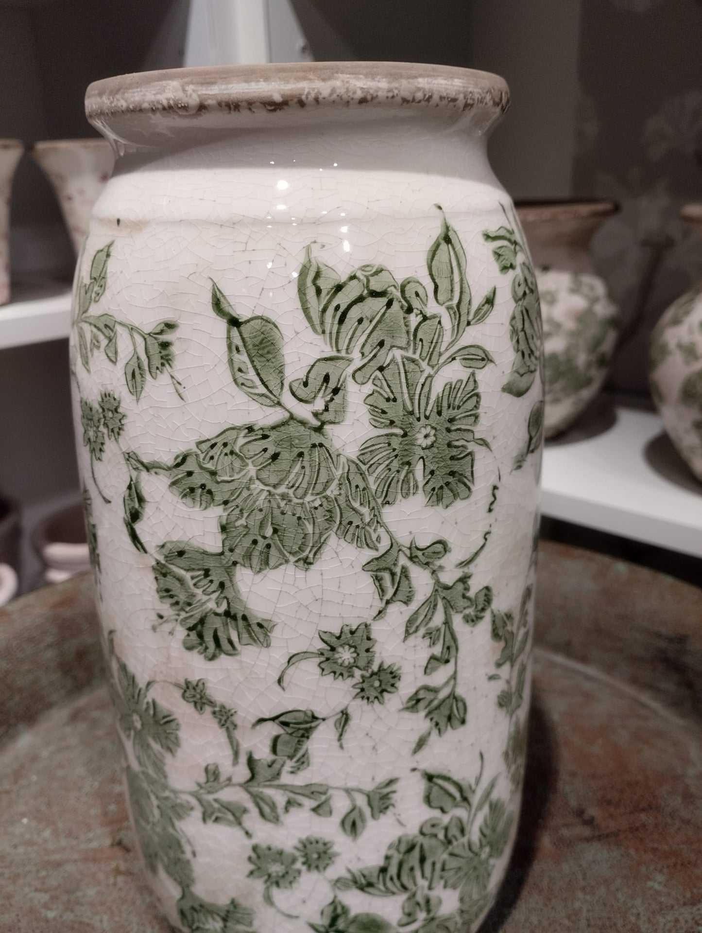 Sanremo vase, H 25 cm, Hvid/grøn