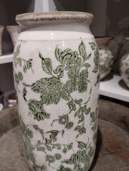 Sanremo vase, H 25 cm, Hvid/grøn
