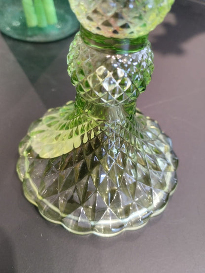 Ljusstake Tulpan i glas, gul/grön/rosa (B/H/D) 11 × 20 × 11 cm