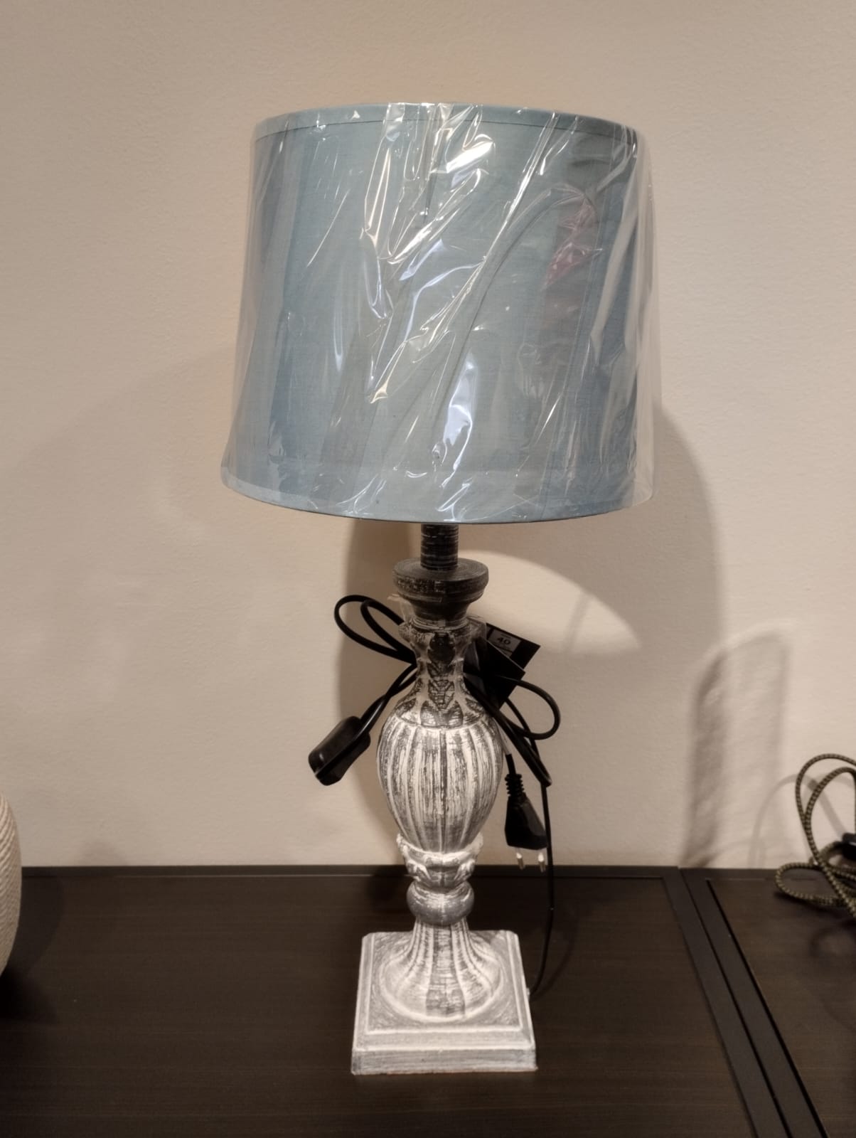Stor lampskärm linnen - blå - dia 25,5cm