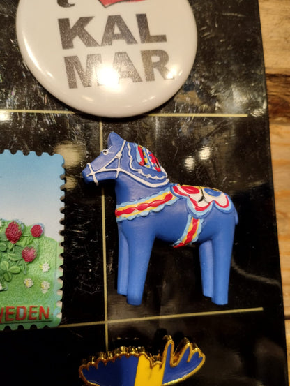 Magnet Dalahäst Blå - Handmålad - Souvenir