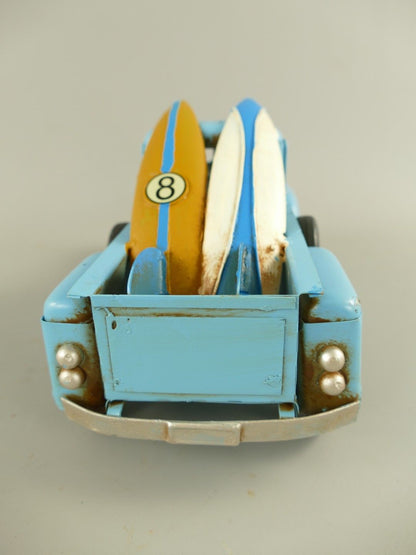 Blå Modellbil med surfbräda - Pick-Up - Plåt - 26cm