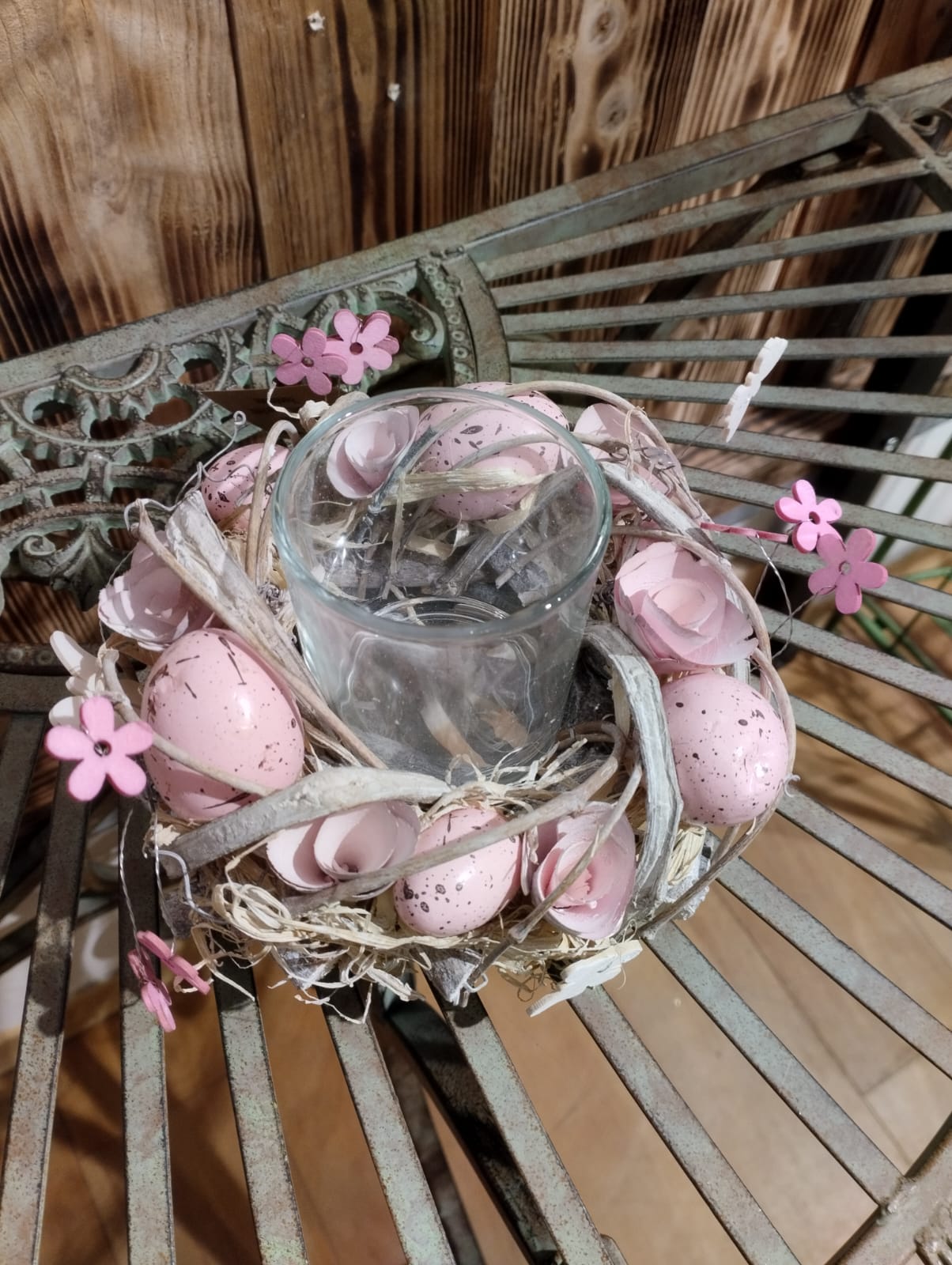 Påskdekoration - Krans med Ljushållare - Färg: Rosa