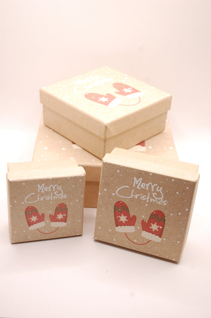 Presentbox - Merry Christmas -  i kraftpapper - olika storlekar