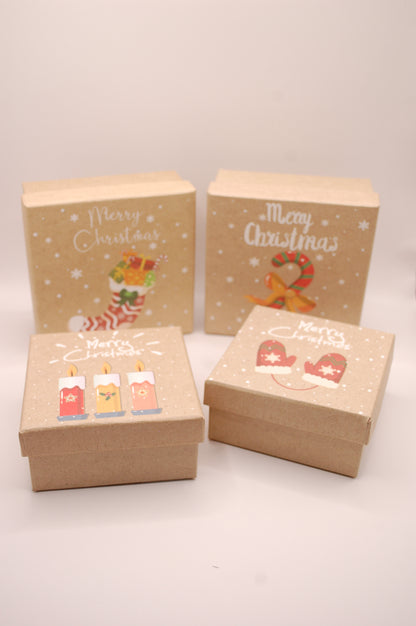 Presentbox - Merry Christmas -  i kraftpapper - olika storlekar