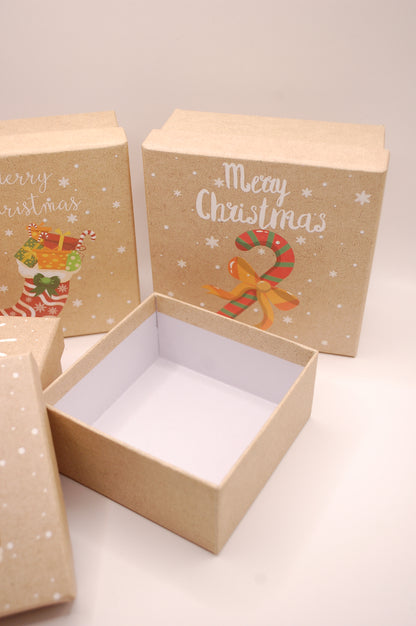 Presentbox - Merry Christmas -  i kraftpapper - olika storlekar