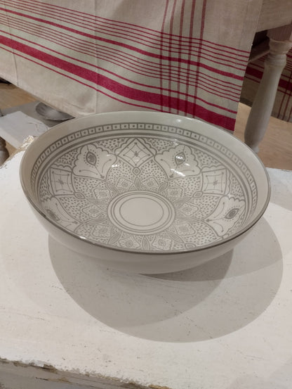 Serveringsskål - Vit/Sand - Stor Salladskål - Diameter 24cm