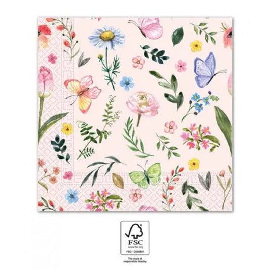 Servietter med sommerfuglemotiv - 20 stk