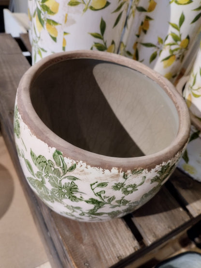 Stor Sanremo Kruka , H 19cm , Vit/grön