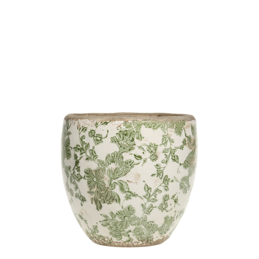 Stor Sanremo Kruka , H 19cm , Vit/grön