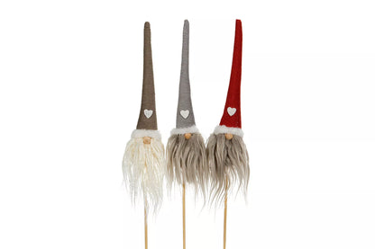 Tomte / Stick - Röd - Brun - Grå