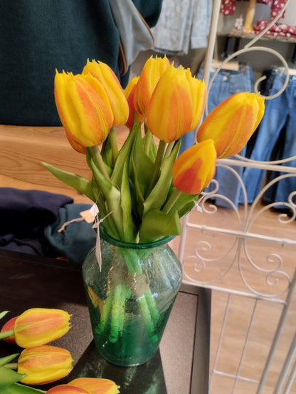 Konstgjorda Tulpaner - Bukett om 3-  25 cm orange/gul