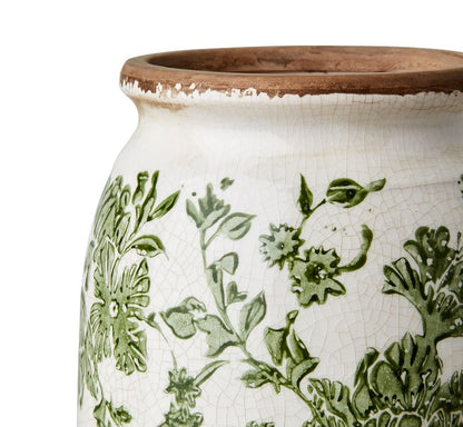 Sanremo vase, H 25 cm, Hvid/grøn